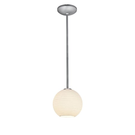 Access Lighting Japanese Lantern, s 1Light Pendant, Brushed Steel Finish, White Lined Glass 28085-1R-BS/WHTLN
